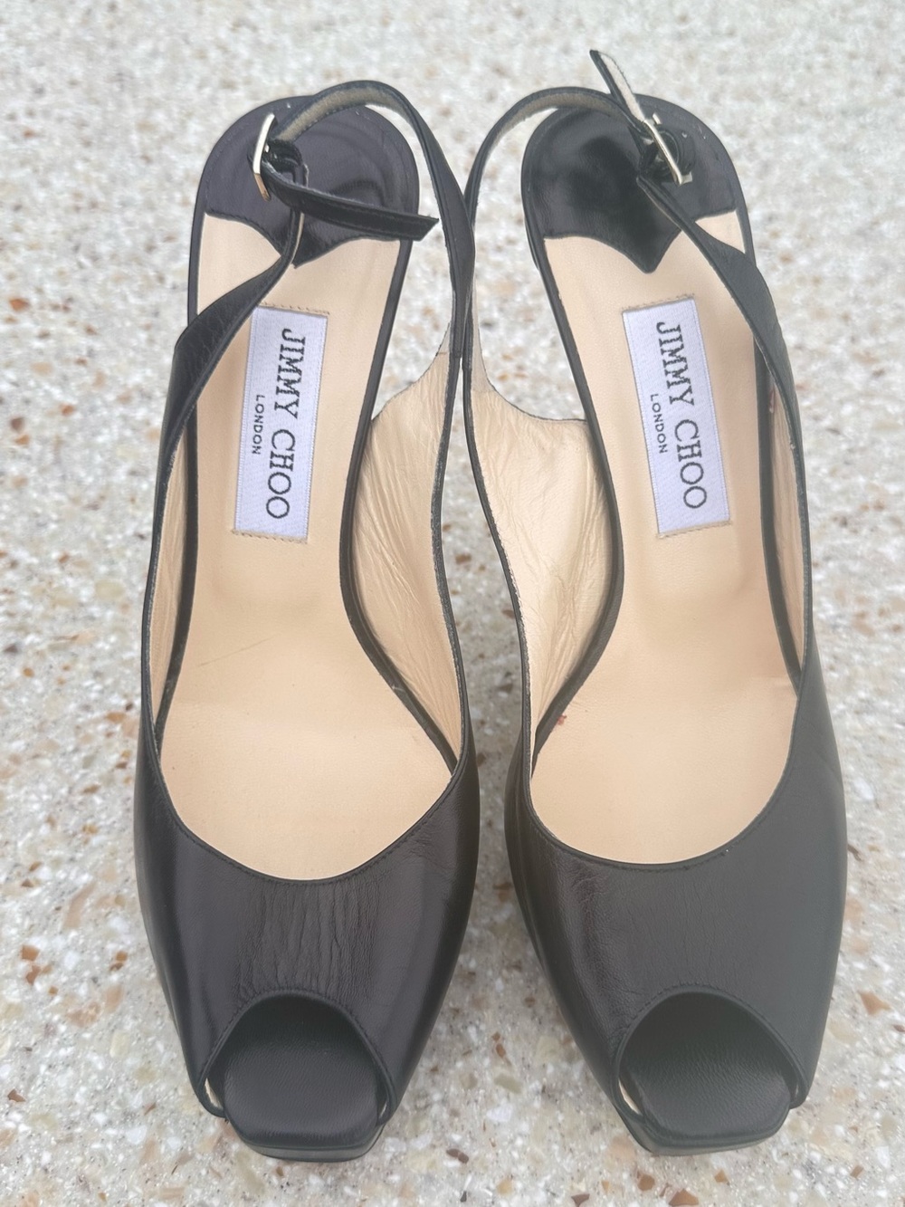 Jimmy Choo slingback peep-toe heels Sz Us 9.5 Platform